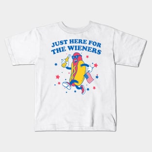 I'm Just Here For The Wieners - 4th of July hot dog Funny saying Kids T-Shirt